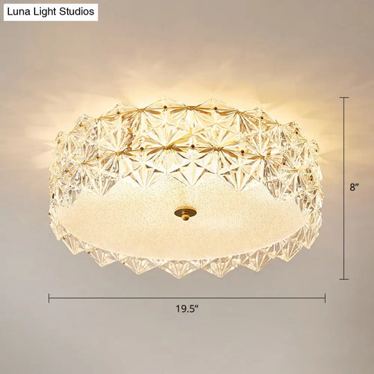 Minimalistic Hexagonal Glass Flush Mount Ceiling Light For Living Room Clear / 19.5