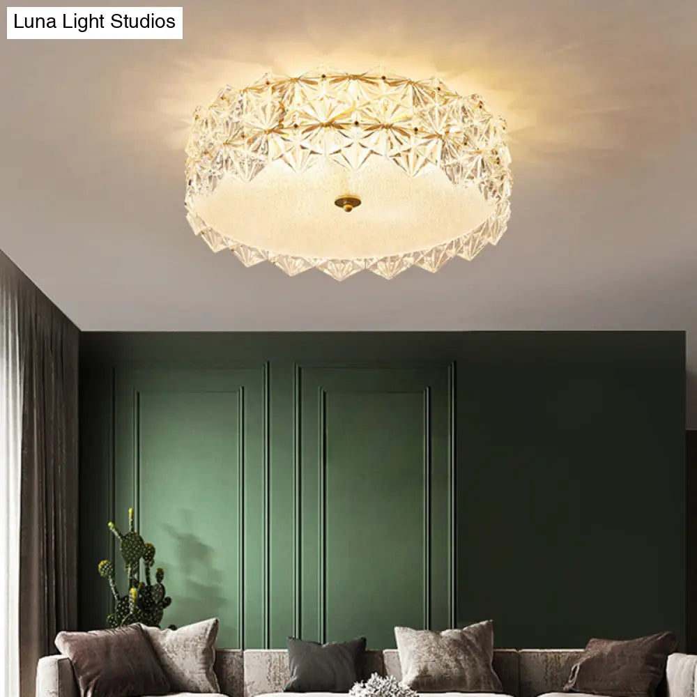 Minimalistic Hexagonal Glass Flush Mount Ceiling Light For Living Room