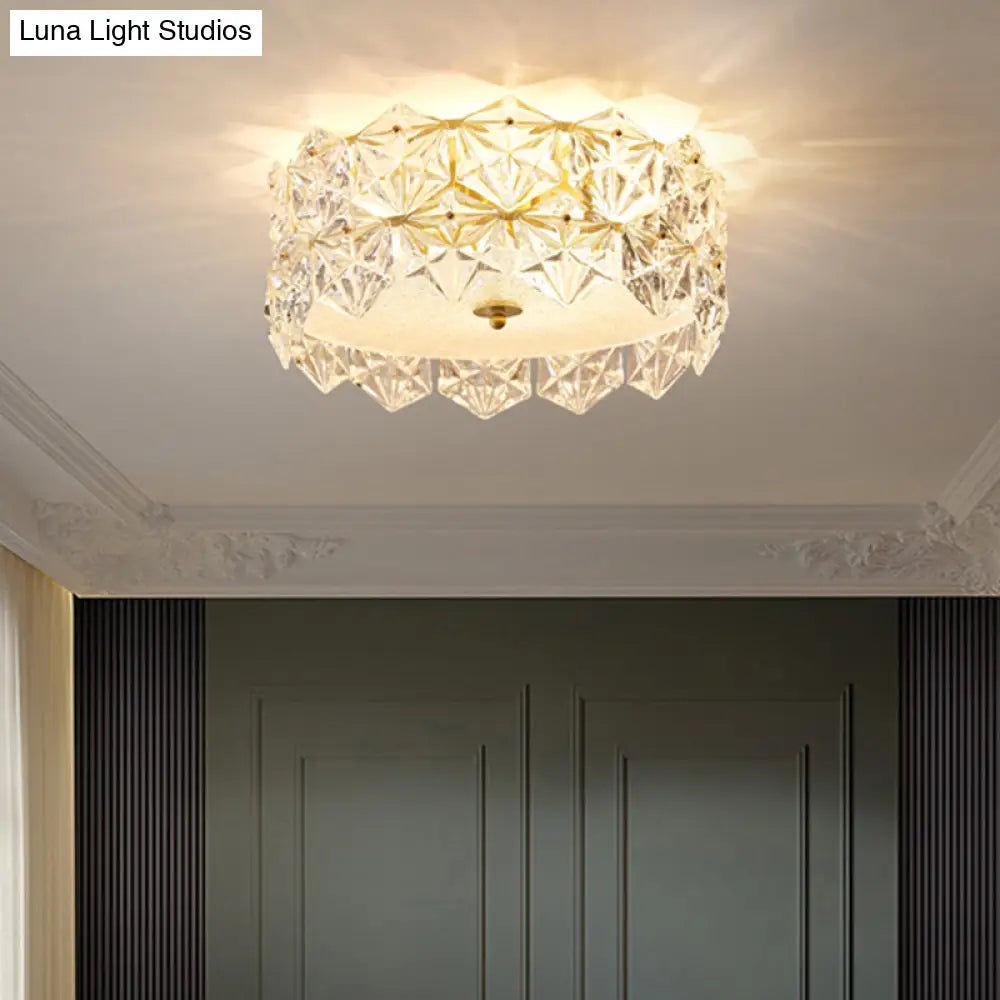 Minimalistic Hexagonal Glass Flush Mount Ceiling Light For Living Room