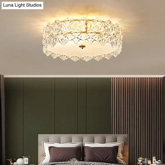 Minimalistic Hexagonal Glass Flush Mount Ceiling Light For Living Room