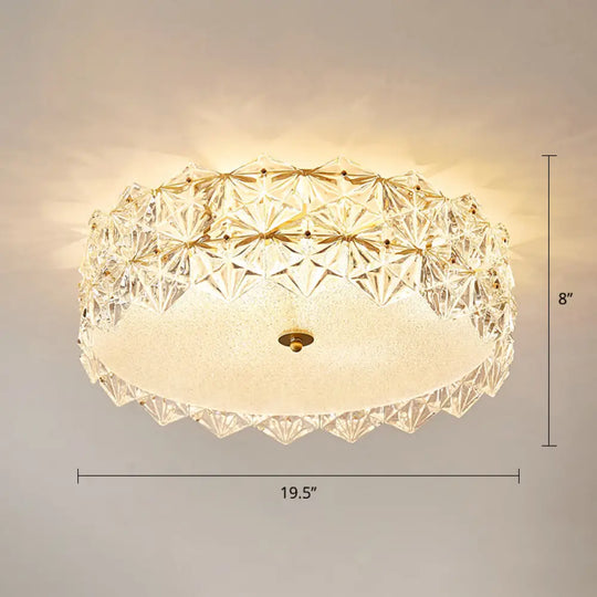 Minimalistic Hexagonal Glass Flush Mount Ceiling Light For Living Room Clear / 19.5’