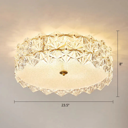 Minimalistic Hexagonal Glass Flush Mount Ceiling Light For Living Room Clear / 23.5’