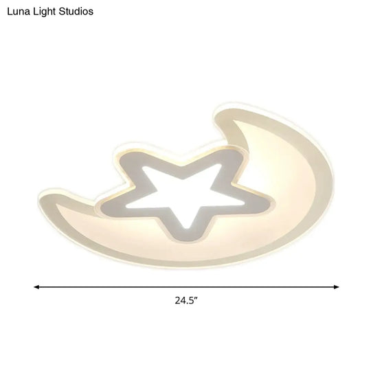Minimalistic Led Acrylic Ceiling Mount Light With Crescent And Star Design In Warm/White -