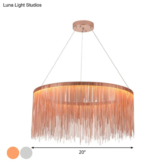 Aluminum Led Pendant Chandelier - Minimalistic Circular Hanging Ceiling Light For Living Room