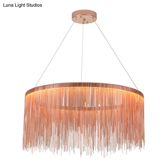 Aluminum Led Pendant Chandelier - Minimalistic Circular Hanging Ceiling Light For Living Room