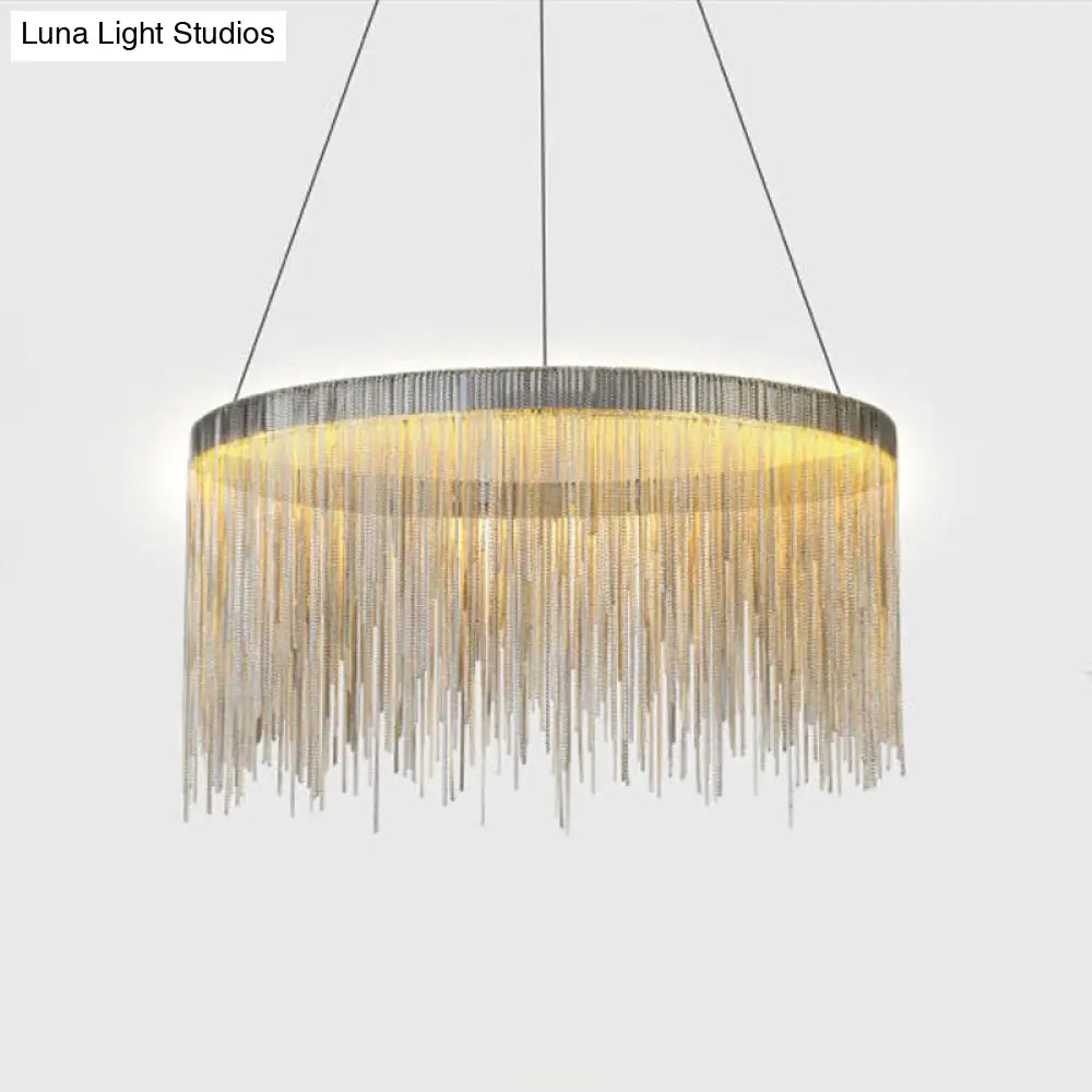 Aluminum Led Pendant Chandelier - Minimalistic Circular Hanging Ceiling Light For Living Room