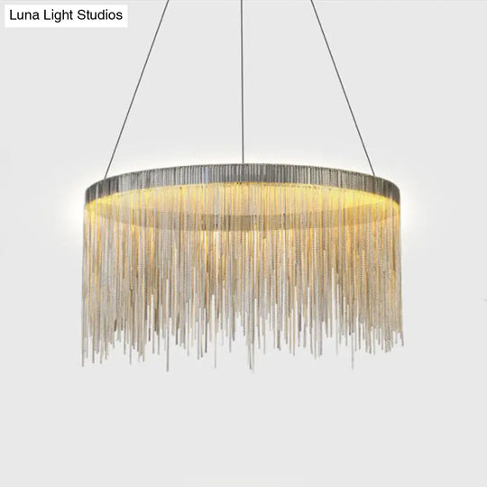 Aluminum Led Pendant Chandelier - Minimalistic Circular Hanging Ceiling Light For Living Room