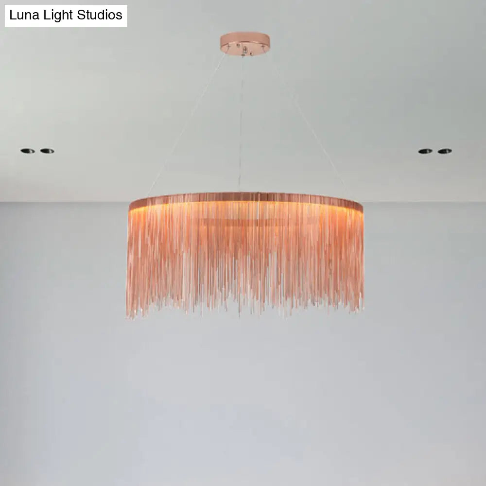 Aluminum Led Pendant Chandelier - Minimalistic Circular Hanging Ceiling Light For Living Room