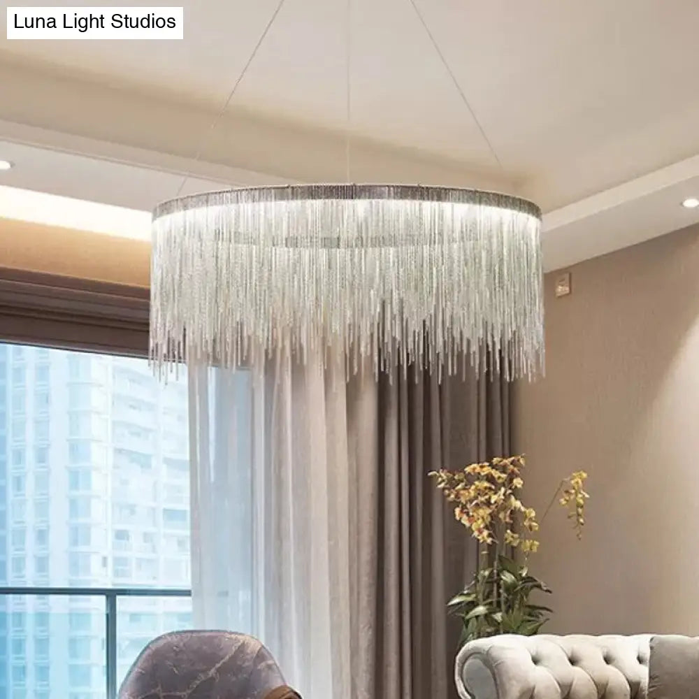 Aluminum Led Pendant Chandelier - Minimalistic Circular Hanging Ceiling Light For Living Room