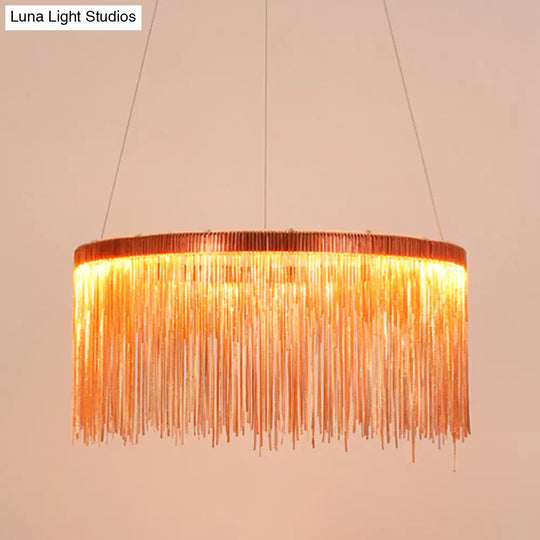 Aluminum Led Pendant Chandelier - Minimalistic Circular Hanging Ceiling Light For Living Room