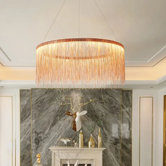 Minimalistic Led Aluminum Chandelier Pendant Light – Perfect For Living Room Ceiling Rose Gold /