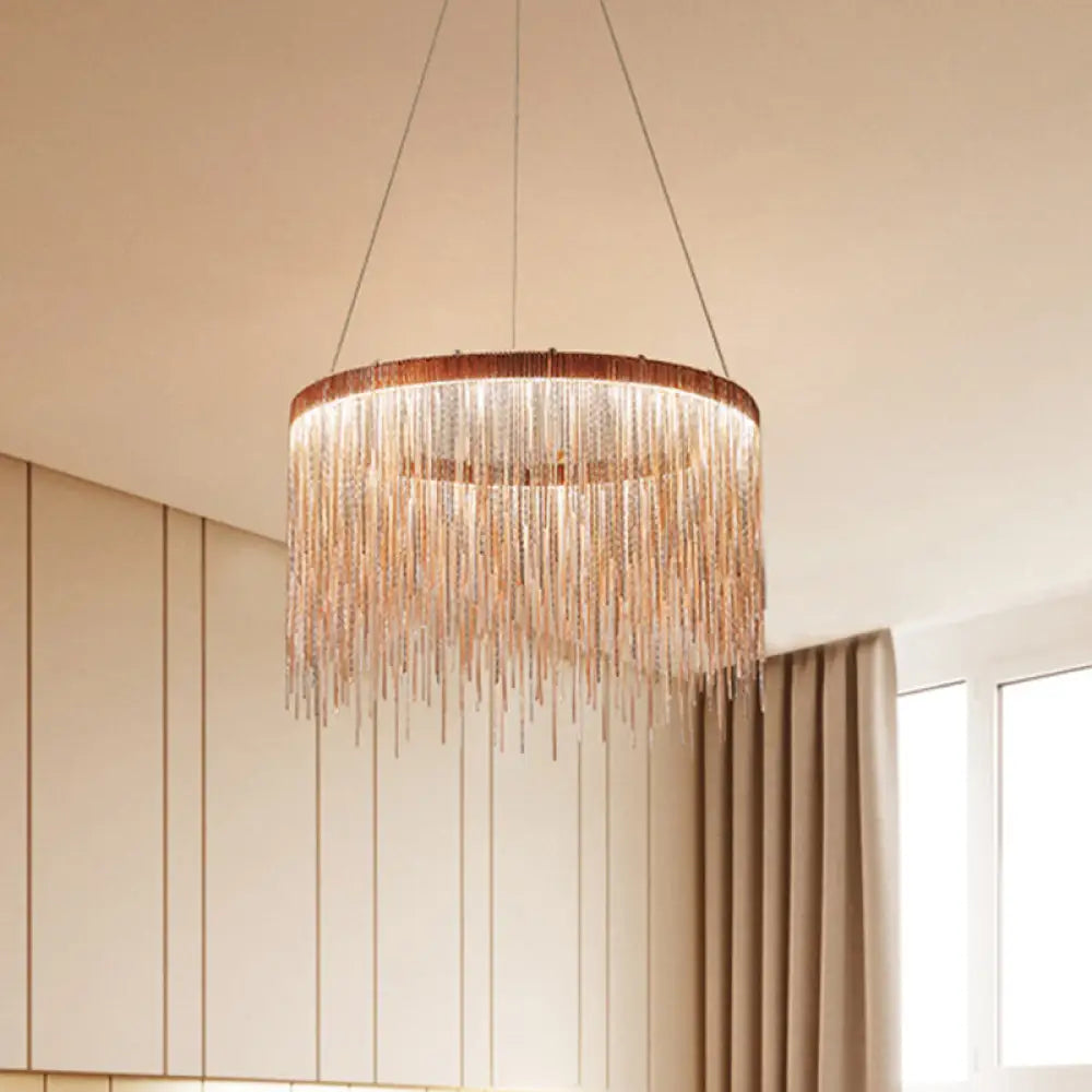 Minimalistic Led Aluminum Chandelier Pendant Light – Perfect For Living Room Ceiling Rose Gold /