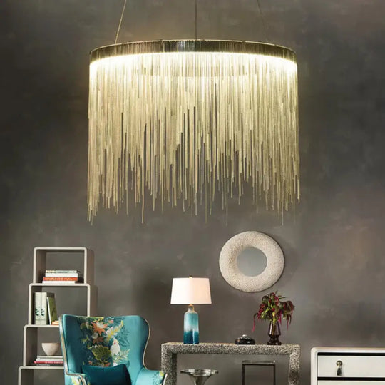 Minimalistic Led Aluminum Chandelier Pendant Light – Perfect For Living Room Ceiling Silver / Small