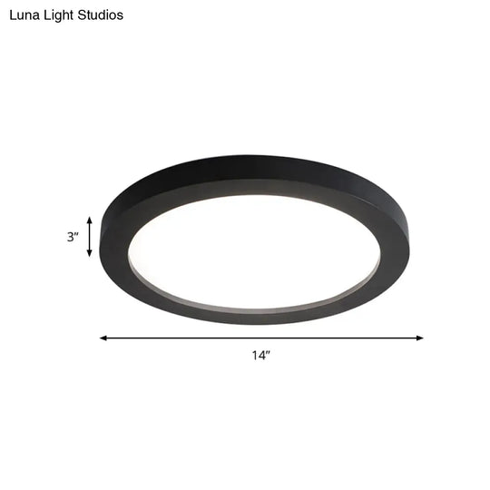 Minimalistic Led Black Flush Mount Ceiling Light Fixture - Plate Metal Recessed Diffuser