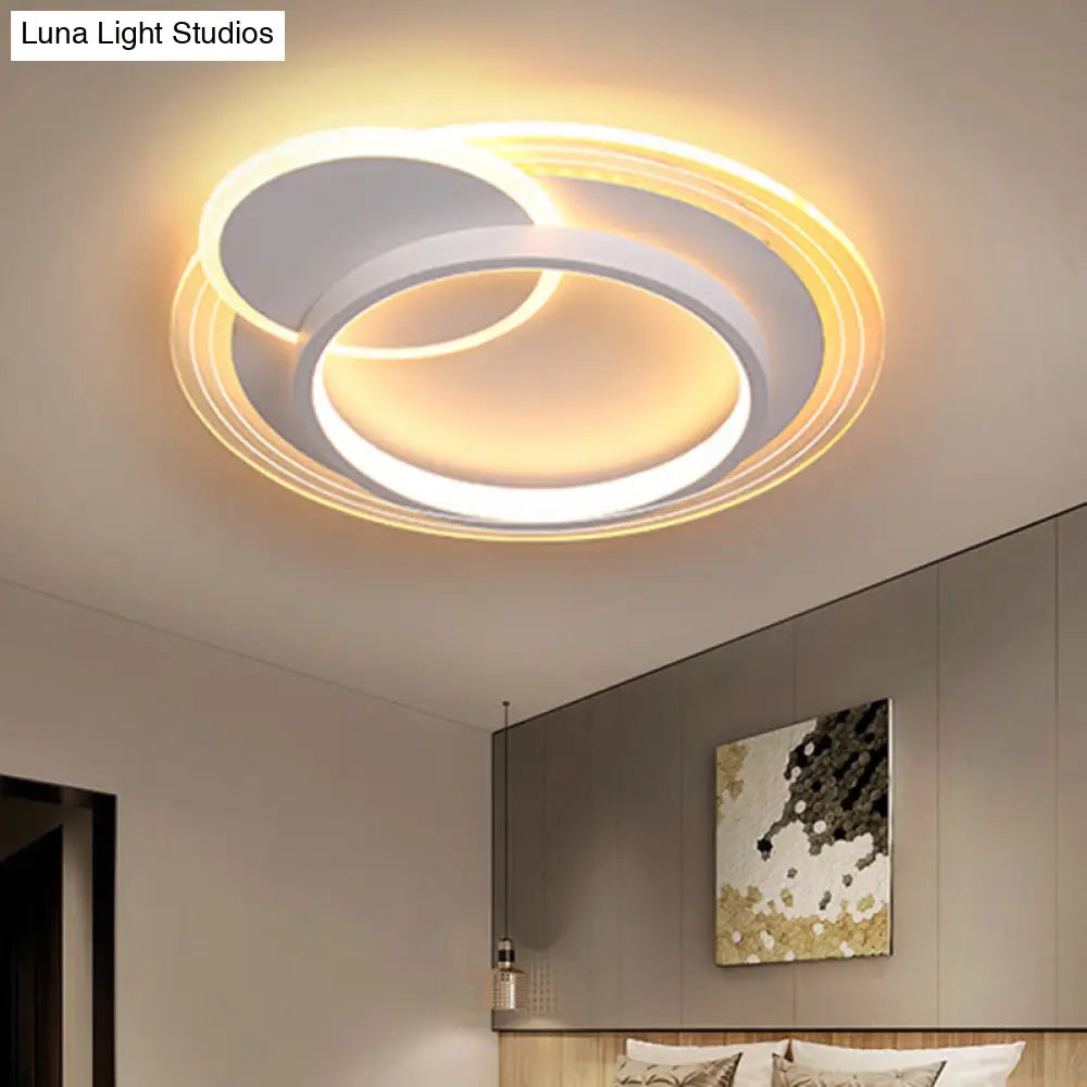 Minimalistic Led Ceiling Flush Mount Lamp Metallic Round Design 16.5/20.5 Wide Warm/White Light