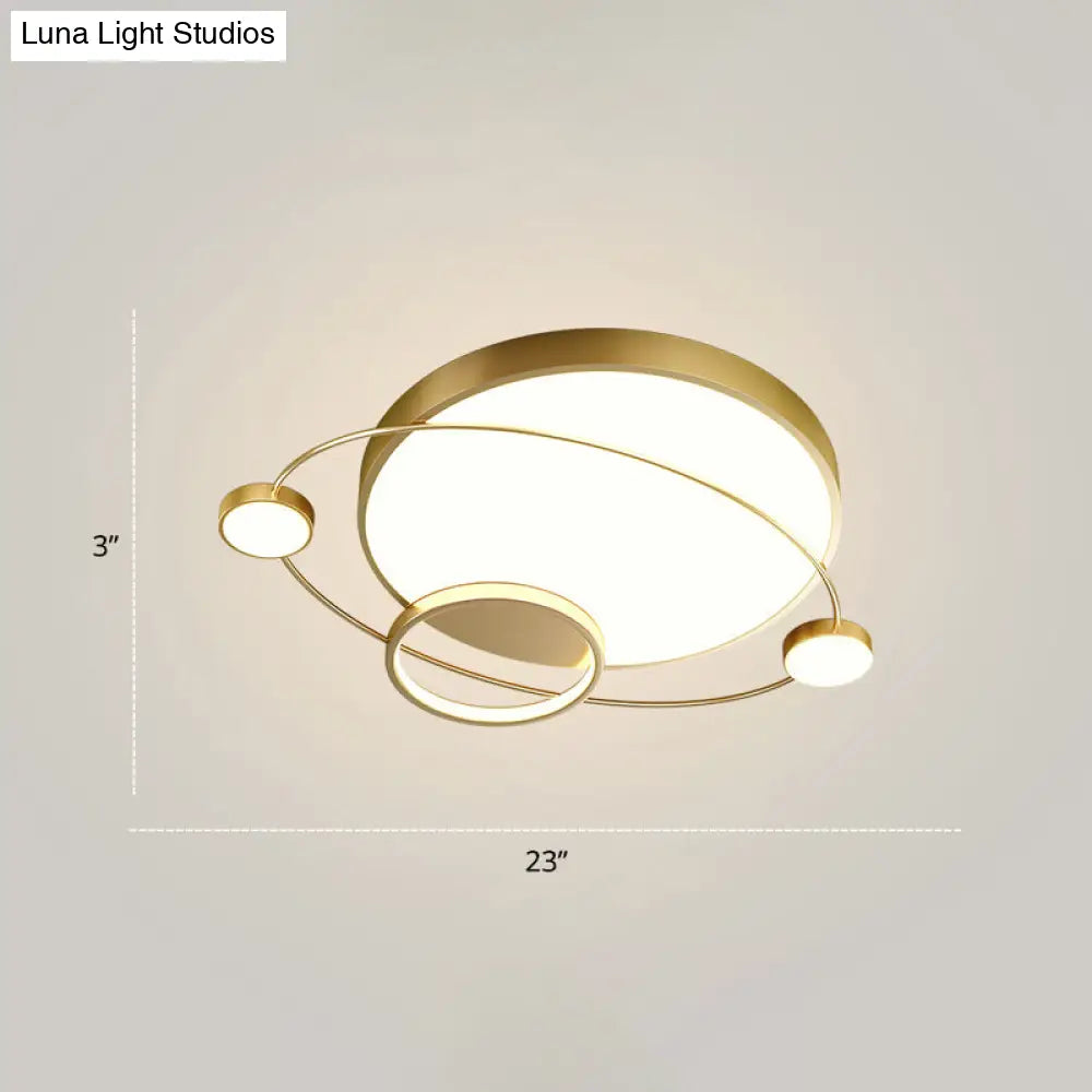 Minimalistic Led Ceiling Lamp For Bedroom With Orbit Shape And Acrylic Material Gold / 23 Remote