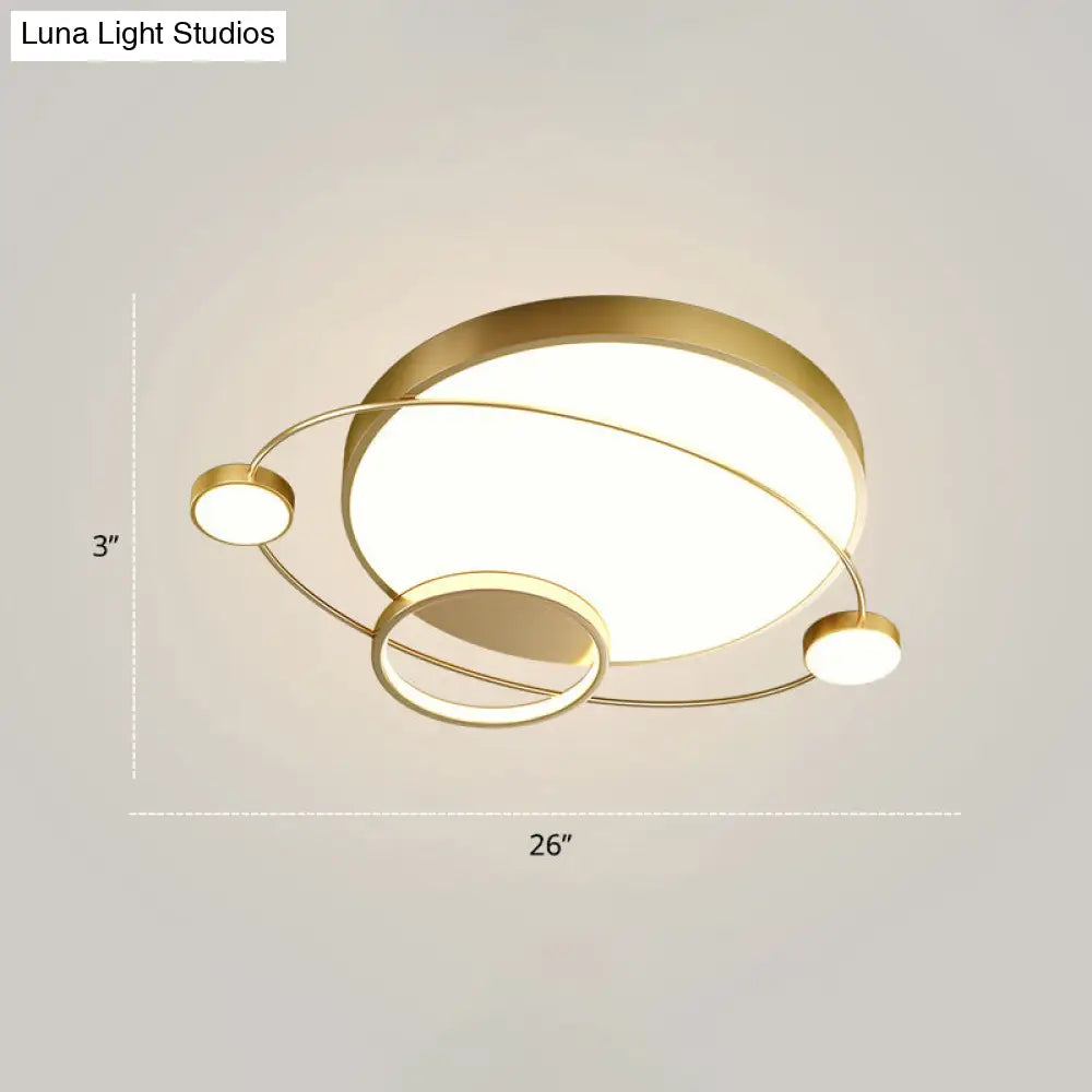 Minimalistic Led Ceiling Lamp For Bedroom With Orbit Shape And Acrylic Material Gold / 26 Third Gear