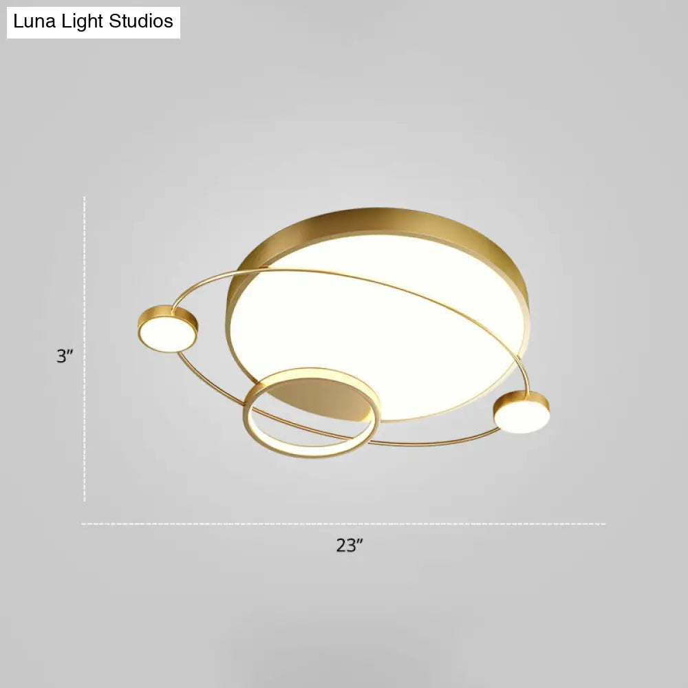 Minimalistic Led Ceiling Lamp For Bedroom With Orbit Shape And Acrylic Material Gold / 23 White