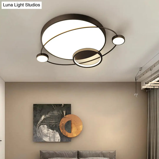 Minimalistic Led Ceiling Lamp For Bedroom With Orbit Shape And Acrylic Material