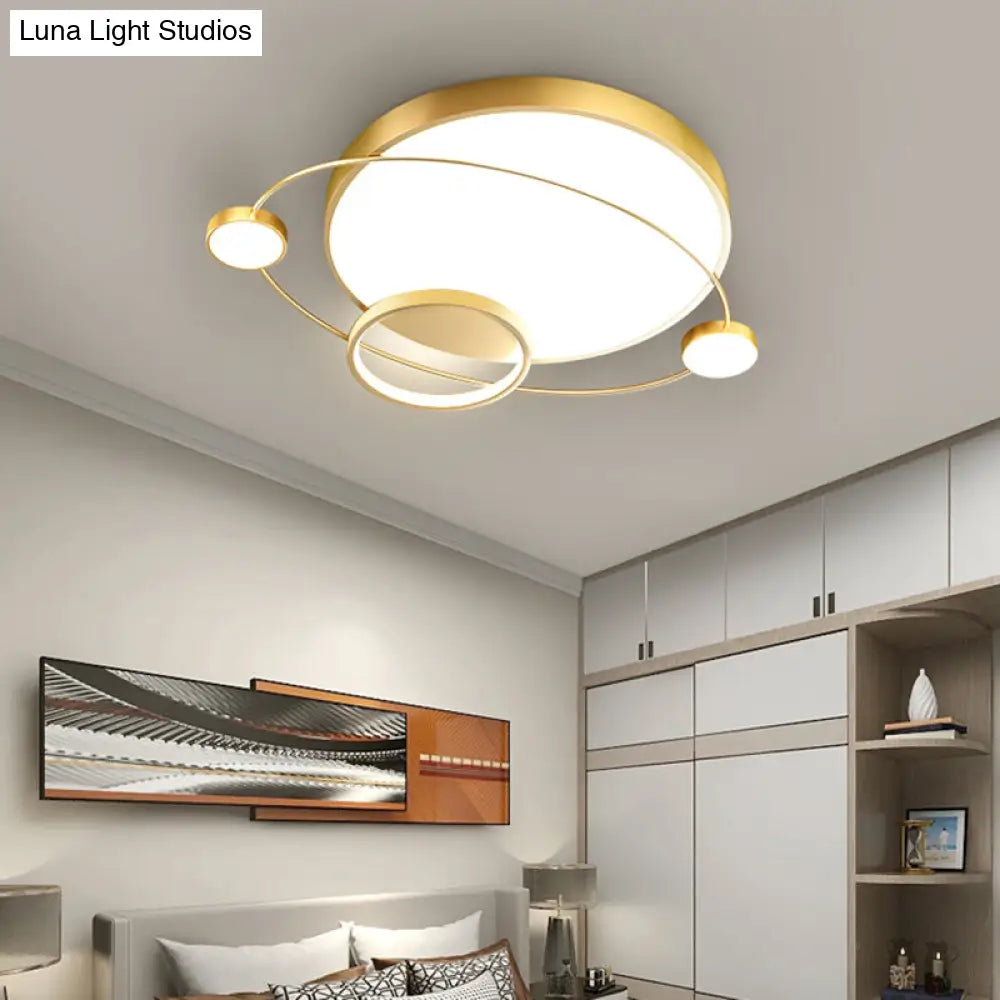 Minimalistic Led Ceiling Lamp For Bedroom With Orbit Shape And Acrylic Material