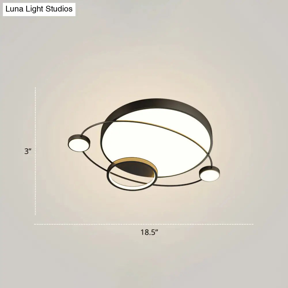 Minimalistic Led Ceiling Lamp For Bedroom With Orbit Shape And Acrylic Material Black / 18.5 Remote