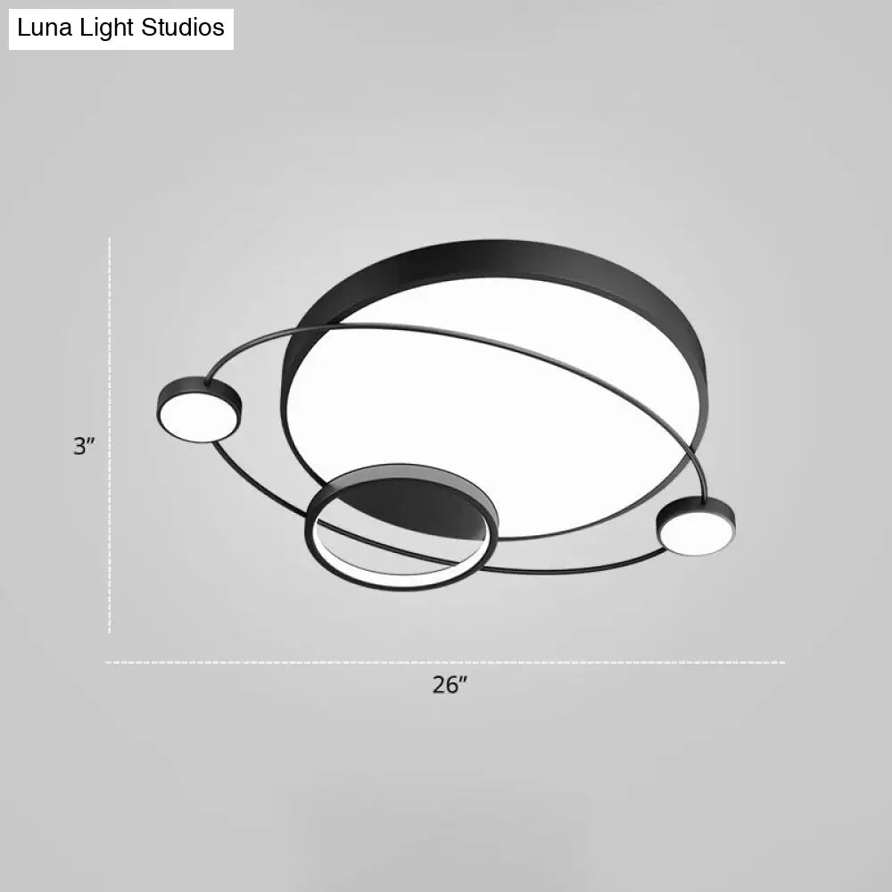 Minimalistic Led Ceiling Lamp For Bedroom With Orbit Shape And Acrylic Material Black / 26 White