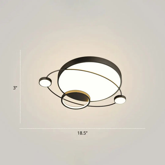 Minimalistic Led Ceiling Lamp For Bedroom With Orbit Shape And Acrylic Material Black / 18.5’