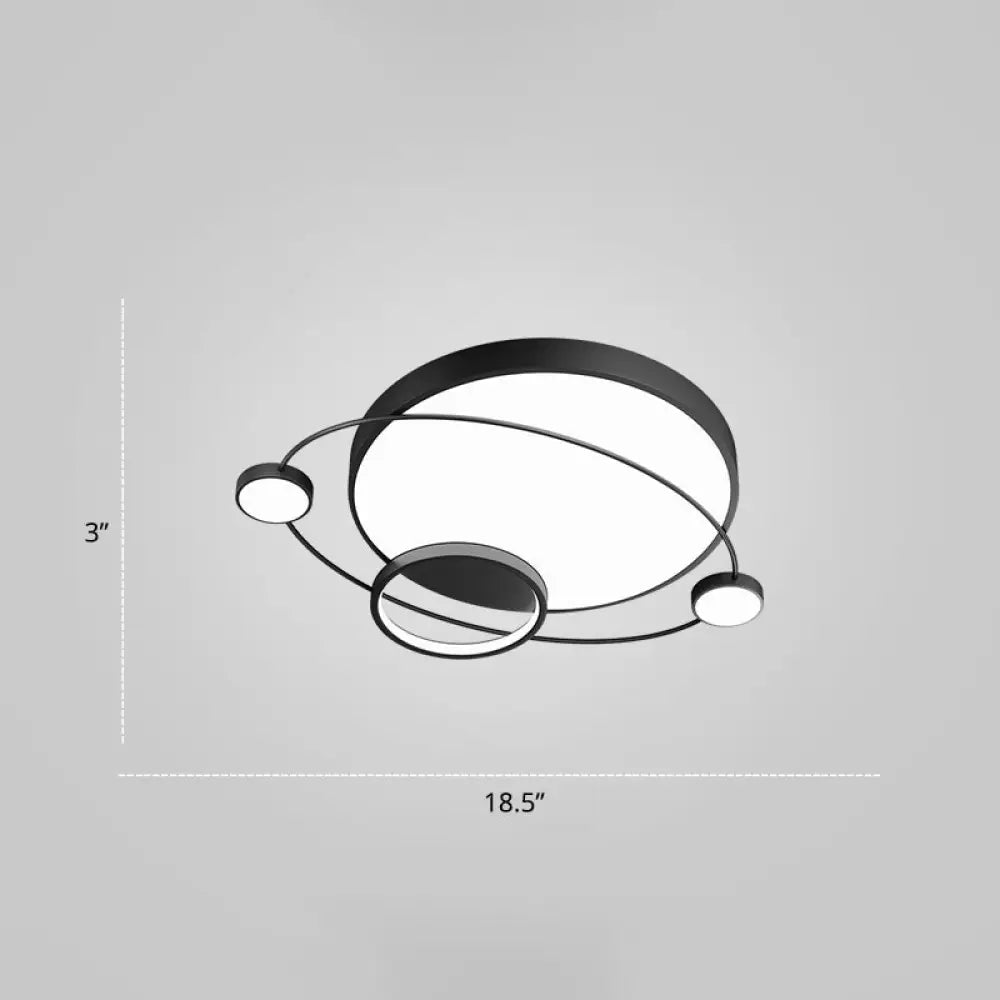 Minimalistic Led Ceiling Lamp For Bedroom With Orbit Shape And Acrylic Material Black / 18.5’ White