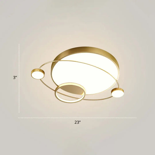 Minimalistic Led Ceiling Lamp For Bedroom With Orbit Shape And Acrylic Material Gold / 23’ Remote