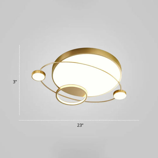 Minimalistic Led Ceiling Lamp For Bedroom With Orbit Shape And Acrylic Material Gold / 23’ White