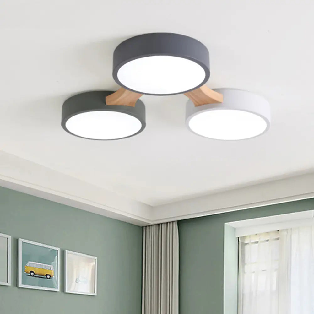 Minimalistic Led Ceiling Light Fixture - Wooden Flush Mount For Bedroom & Dining Room 3 / Wood