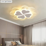Minimalistic Led Ceiling Mount Light For Bedroom - Acrylic Clover Design White / 16.5 Third Gear
