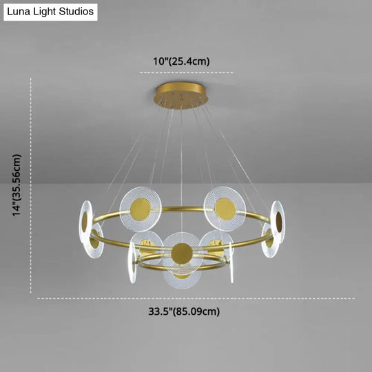 Minimalistic Led Circles Suspension Lamp: Acrylic Chandelier Pendant Light For Living Room