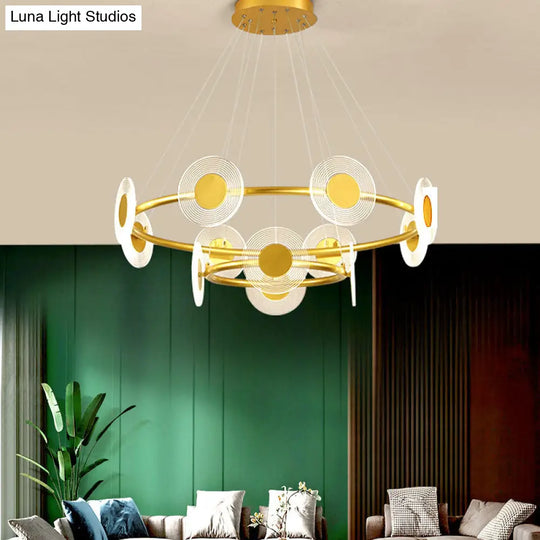 Minimalistic Led Circles Suspension Lamp: Acrylic Chandelier Pendant Light For Living Room