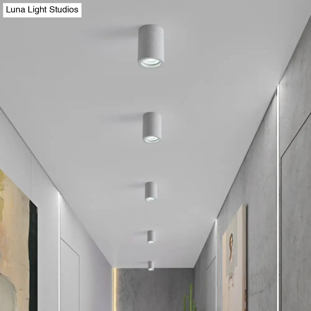 Minimalistic Led Cylinder Flush Ceiling Light - Cement Gray Mount Fixture