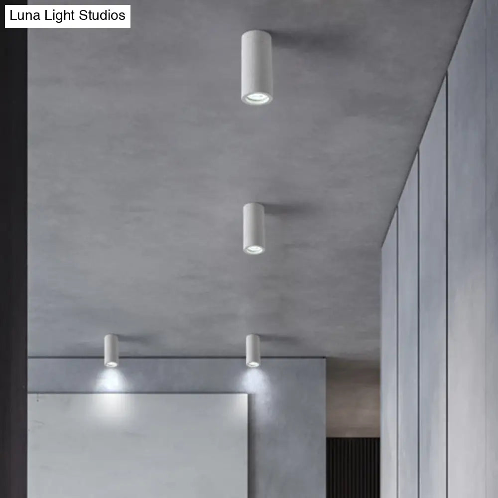 Minimalistic Led Cylinder Flush Ceiling Light - Cement Gray Mount Fixture