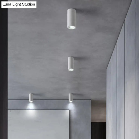 Minimalistic Led Cylinder Flush Ceiling Light - Cement Gray Mount Fixture