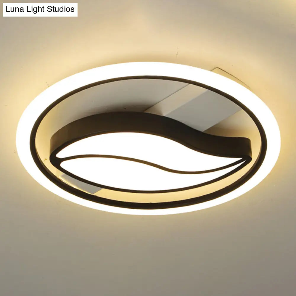 Minimalistic Led Flush Ceiling Light For Bedroom - Acrylic Loop Semi Mount Lighting