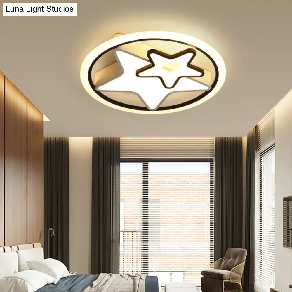 Minimalistic Led Flush Ceiling Light For Bedroom - Acrylic Loop Semi Mount Lighting White / 16