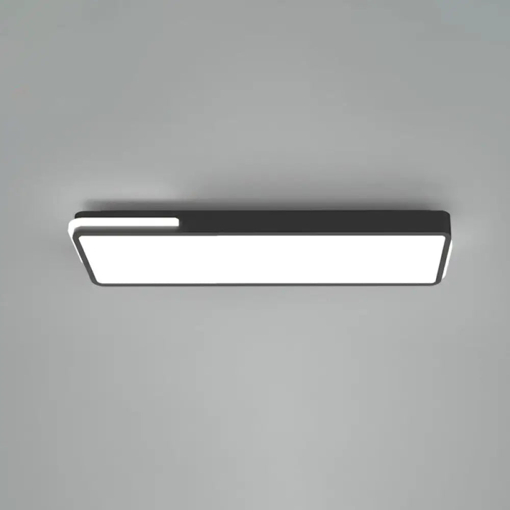 Minimalistic Led Flush Light In Black - Rectangular Corridor Mount With Acrylic Cover / 16