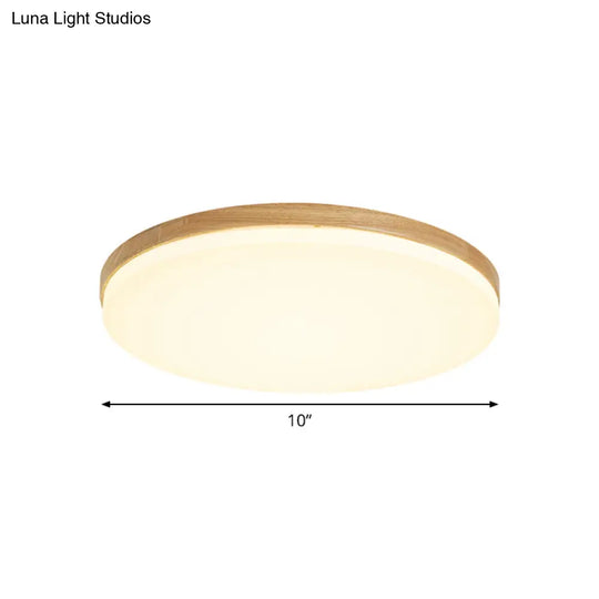 Minimalistic Led Flush Mount Bedroom Light In Beige With Circular Acrylic Shade 10’/15’/19’ W