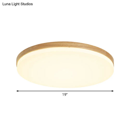 Minimalistic Led Flush Mount Bedroom Light In Beige With Circular Acrylic Shade 10/15/19 W