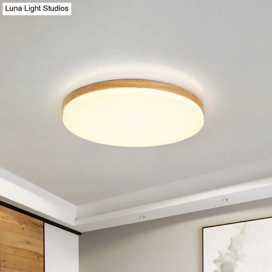 Minimalistic Led Flush Mount Bedroom Light In Beige With Circular Acrylic Shade 10/15/19 W / 10