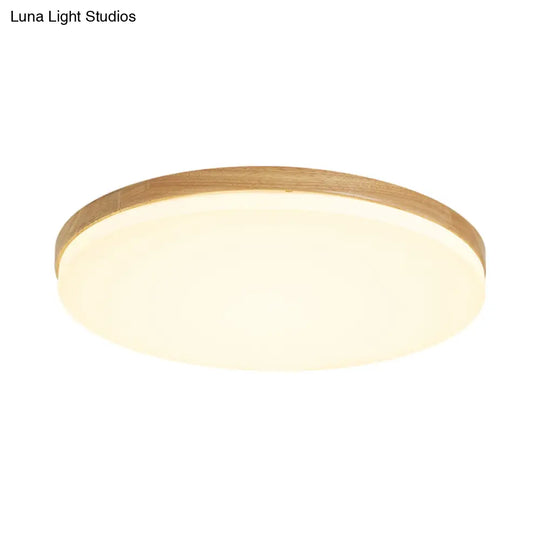 Minimalistic Led Flush Mount Bedroom Light In Beige With Circular Acrylic Shade 10’/15’/19’ W