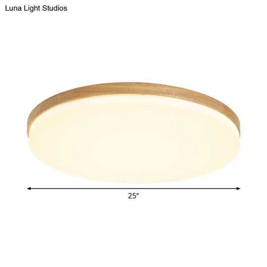 Minimalistic Led Flush Mount Bedroom Light In Beige With Circular Acrylic Shade 10/15/19 W