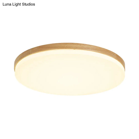 Minimalistic Led Flush Mount Bedroom Light In Beige With Circular Acrylic Shade 10/15/19 W