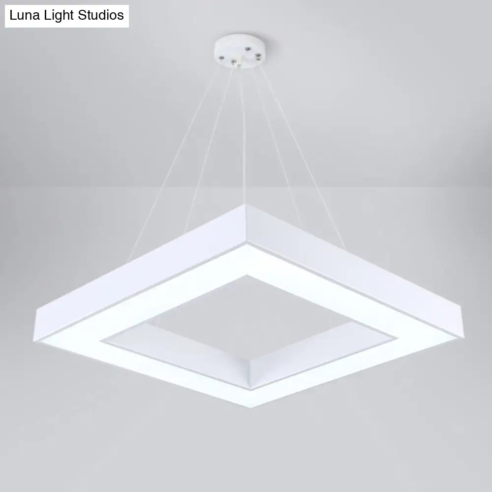 Minimalistic Led Hanging Ceiling Light: Square Chandelier Lighting For Office With Acrylic Shade