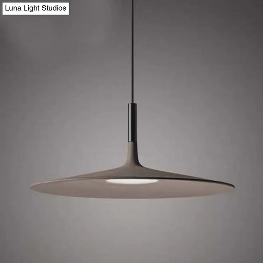 Minimalistic Led Pendant Light - Flying Saucer Style | Restaurant Ceiling In Cement Finish Dark Gray