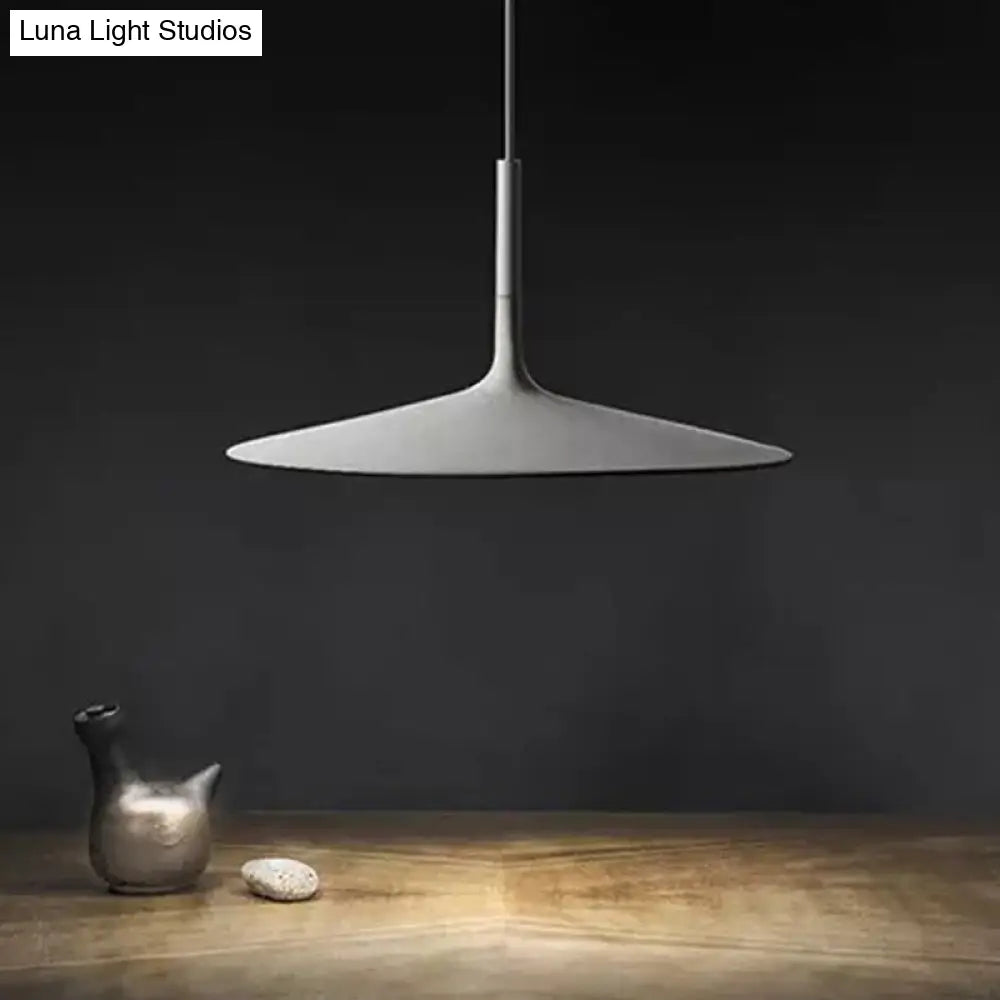 Minimalistic Led Pendant Light - Flying Saucer Style | Restaurant Ceiling In Cement Finish Gray