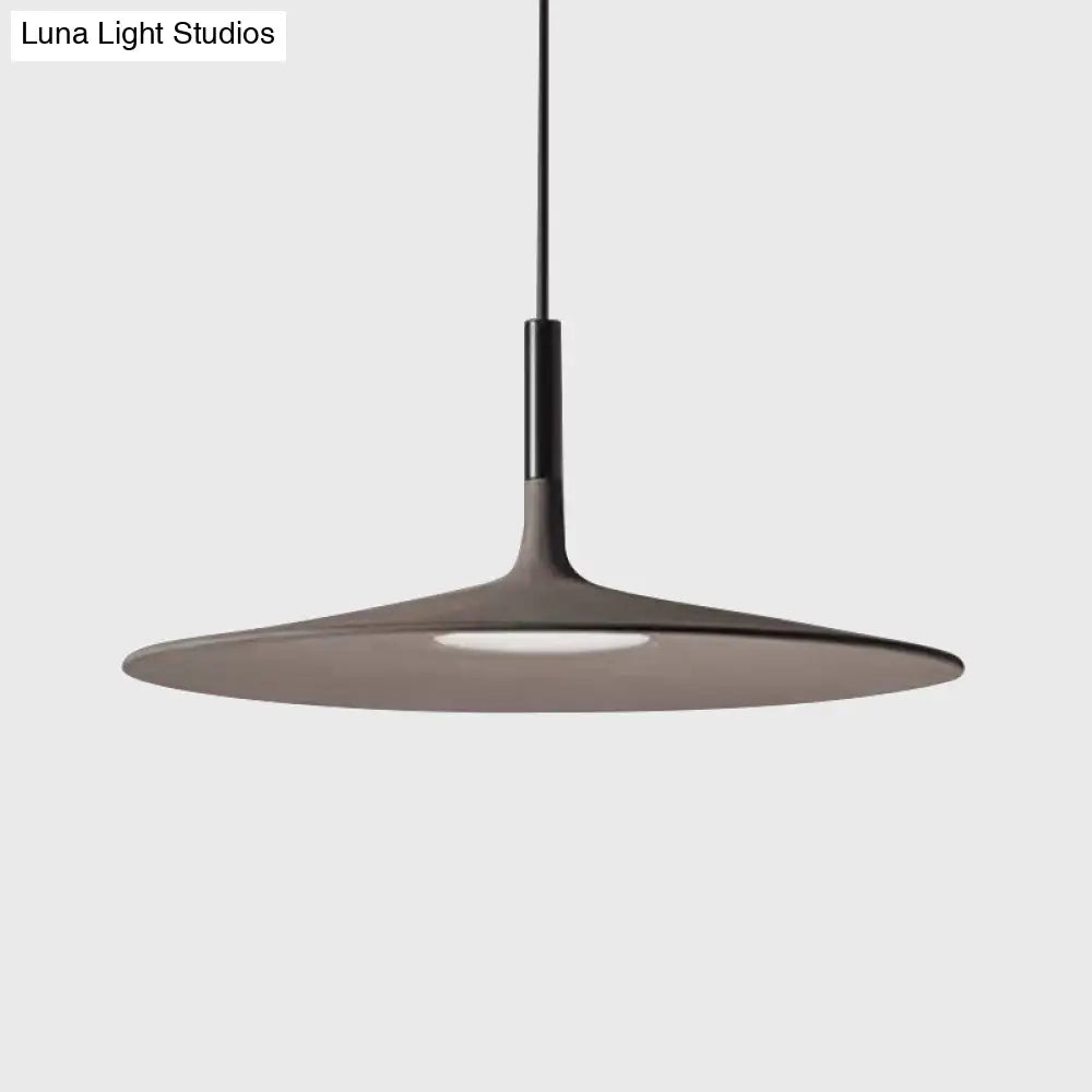 Minimalistic Led Pendant Light - Flying Saucer Style | Restaurant Ceiling In Cement Finish